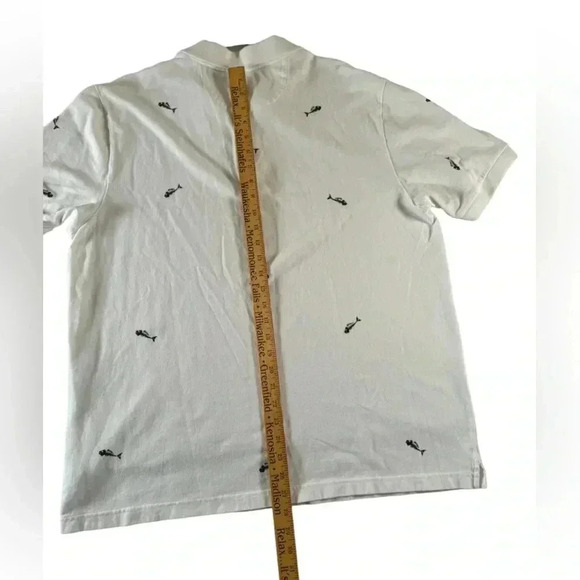 Chaps Mens White Size XL Short Sleeve Collared Polo Shirt Fishbone Print - Picture 9 of 11